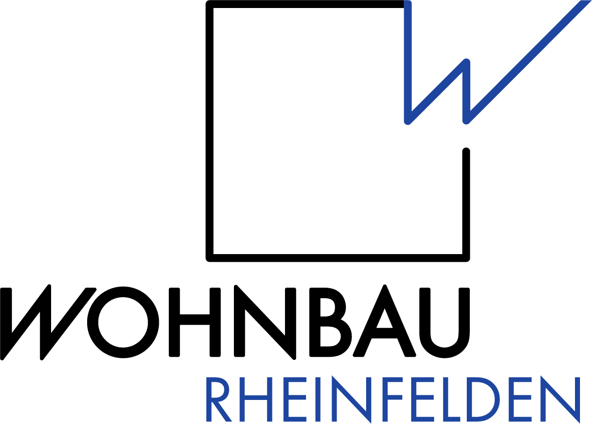 Logo der Wohnbau Rheinfelden mit stilisiertem Hausumriss und modernem Schriftzug.