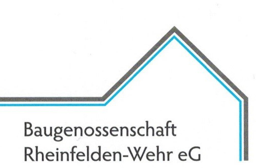 Logo der Baugenossenschaft Rheinfelden-Wehr eG mit stilisiertem Hausumriss.